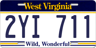 WV license plate 2YI711