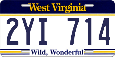 WV license plate 2YI714