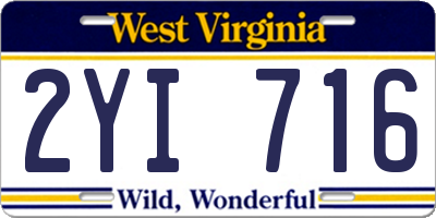 WV license plate 2YI716
