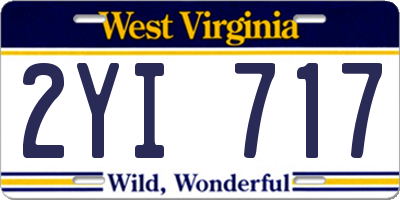 WV license plate 2YI717