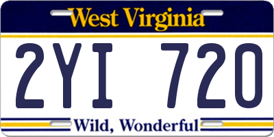 WV license plate 2YI720