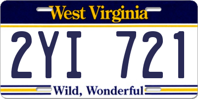 WV license plate 2YI721