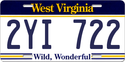 WV license plate 2YI722