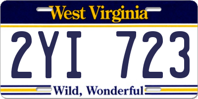 WV license plate 2YI723