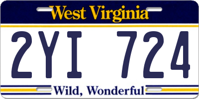 WV license plate 2YI724