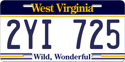 WV license plate 2YI725