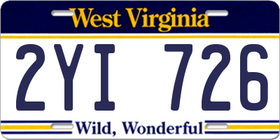 WV license plate 2YI726