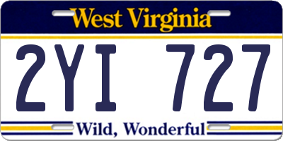 WV license plate 2YI727