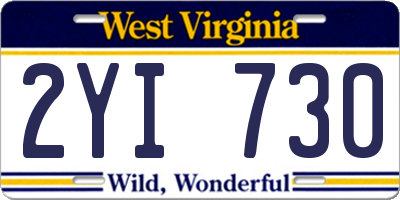 WV license plate 2YI730