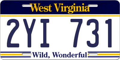 WV license plate 2YI731