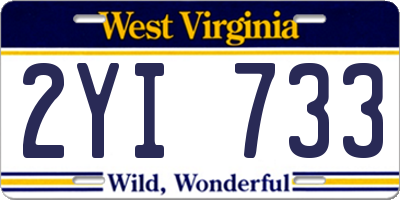 WV license plate 2YI733