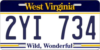WV license plate 2YI734