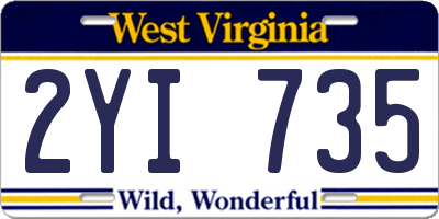 WV license plate 2YI735