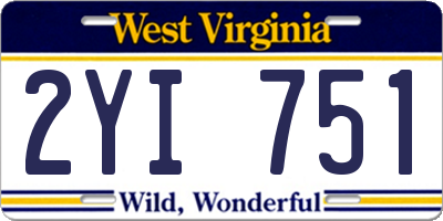 WV license plate 2YI751