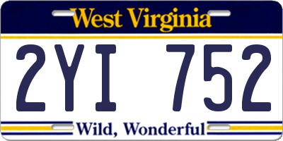 WV license plate 2YI752