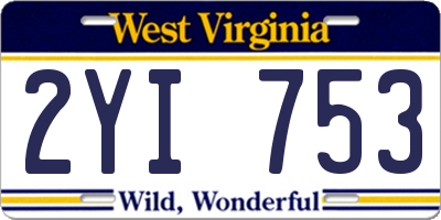 WV license plate 2YI753