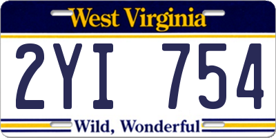 WV license plate 2YI754