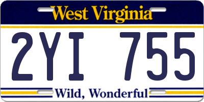WV license plate 2YI755