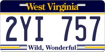 WV license plate 2YI757
