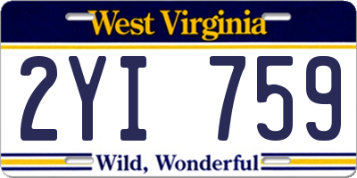 WV license plate 2YI759
