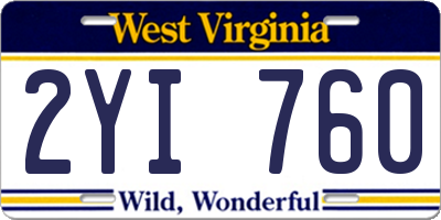 WV license plate 2YI760