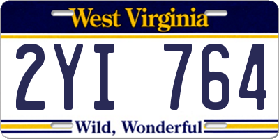 WV license plate 2YI764