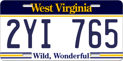 WV license plate 2YI765
