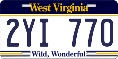 WV license plate 2YI770