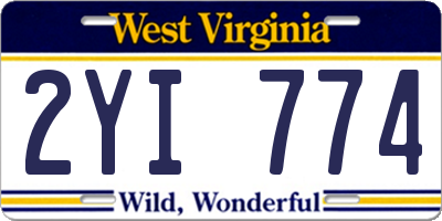 WV license plate 2YI774