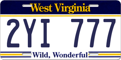 WV license plate 2YI777