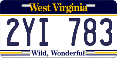 WV license plate 2YI783