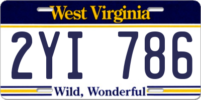 WV license plate 2YI786
