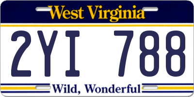 WV license plate 2YI788