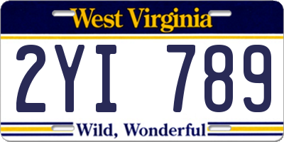 WV license plate 2YI789