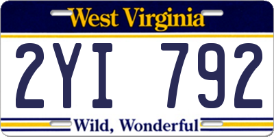 WV license plate 2YI792