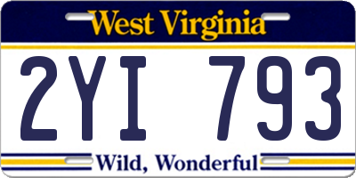 WV license plate 2YI793