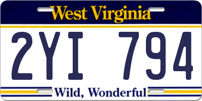 WV license plate 2YI794