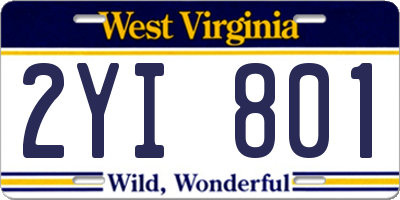 WV license plate 2YI801