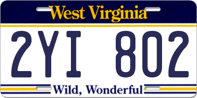 WV license plate 2YI802