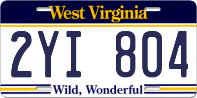 WV license plate 2YI804