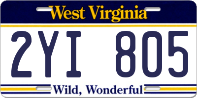 WV license plate 2YI805