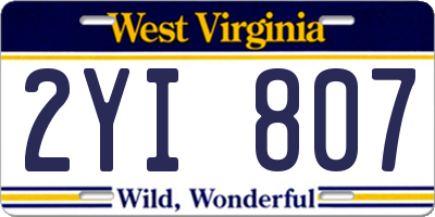 WV license plate 2YI807