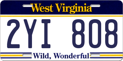 WV license plate 2YI808