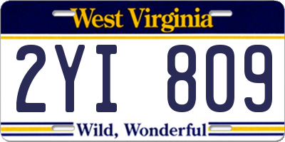 WV license plate 2YI809