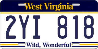 WV license plate 2YI818