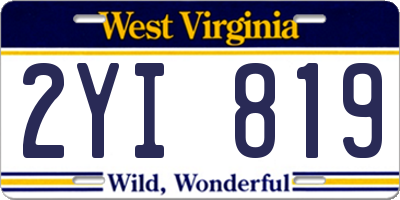 WV license plate 2YI819