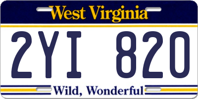 WV license plate 2YI820