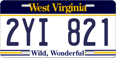 WV license plate 2YI821