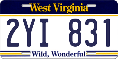 WV license plate 2YI831