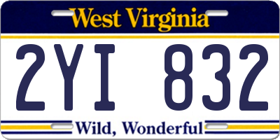 WV license plate 2YI832